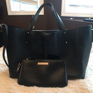 Tiffany black reversible tote with matching clutch